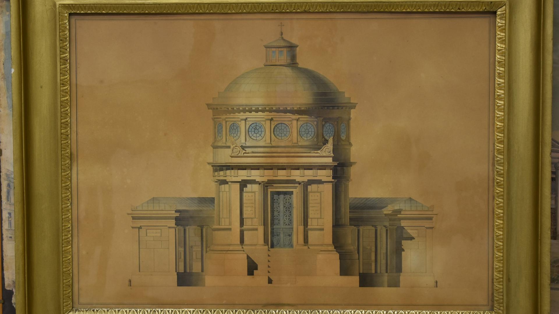 Antonio Buscaino, Disegno di un edificio, probabilmente una cappella funeraria, (1854)